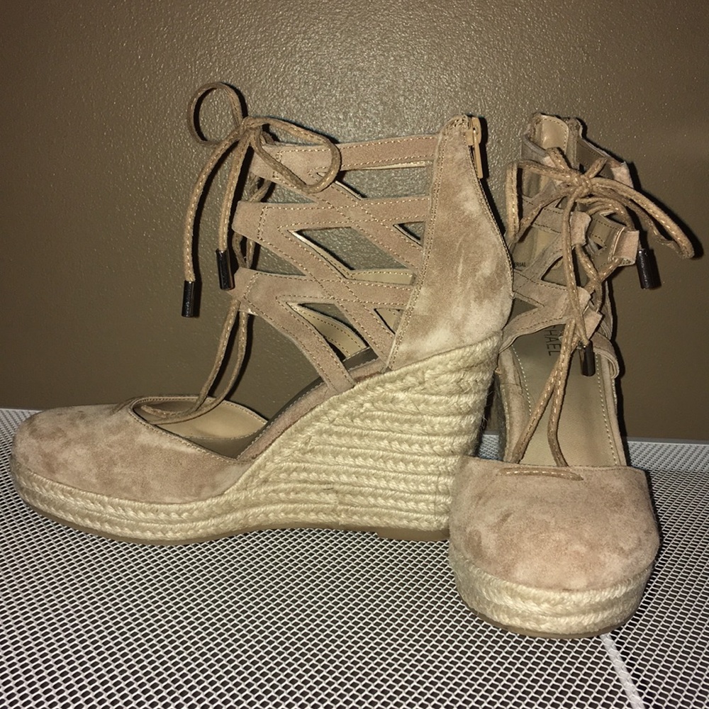 Lace Up Suede Wedges